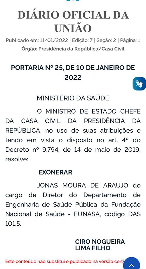 Jonas Moura é exonerado e PSD perde a Funasa no Piauí