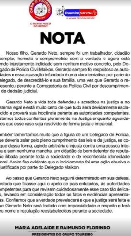 Grupo Toureiro contesta indiciamento do empresário Gerardo Neto